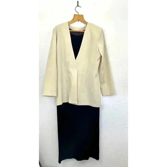 2PC VTG Jonathan Logan Brown Velvet Dress & Blazer MEDIUM Beige Women's - Picture 10 of 16